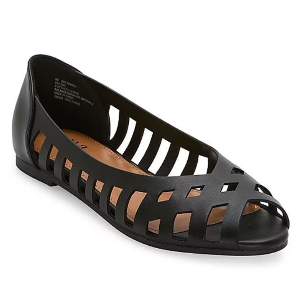 a.n.a Black Open Weave Flats